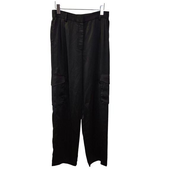 NWT Dynamite Izabel Satin High Rise Relaxed Leg Cargo Pants Size 4 - Picture 1 of 8